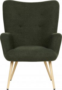 Beliani Fotel z podnóżkiem boucle ciemnozielony VEJLE 5