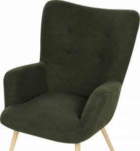 Beliani Fotel z podnóżkiem boucle ciemnozielony VEJLE 9