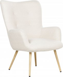 Beliani Fotel z podnóżkiem boucle złamana biel VEJLE 4