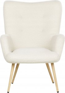 Beliani Fotel z podnóżkiem boucle złamana biel VEJLE 5