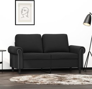 vidaXL Sofa 2-osobowa, czarna, 120 cm, tapicerowana aksamitem Lumarko! 1