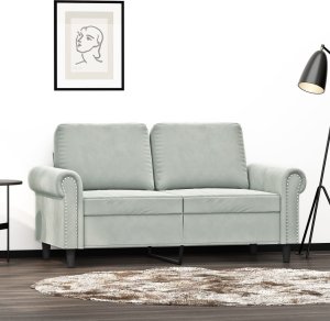 vidaXL Sofa 2-osobowa, jasnoszara, 120 cm, tapicerowana aksamitem Lumarko! 1