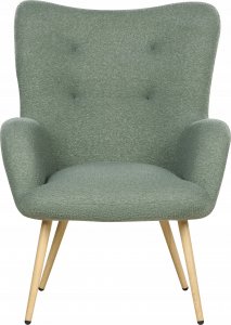 Beliani Fotel z podnóżkiem boucle jasnozielony VEJLE 5