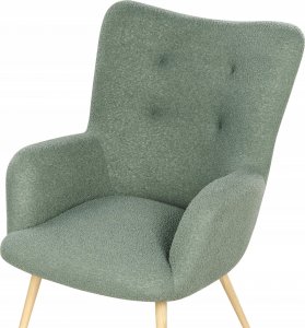 Beliani Fotel z podnóżkiem boucle jasnozielony VEJLE 9