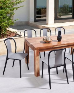 Beliani Zestaw 8 krzeseł ogrodowych szaro-czarny SPEZIA 12