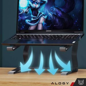 Alogy Uchwyt na laptop Macbook tablet 18" stojak podstawka składany regulowany aluminiowy na biurko 25 x 26cm Alogy Czarny 12