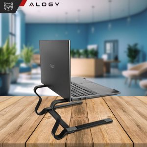 Alogy Uchwyt na laptop Macbook tablet 18" stojak podstawka składany regulowany aluminiowy na biurko 25 x 26cm Alogy Czarny 2