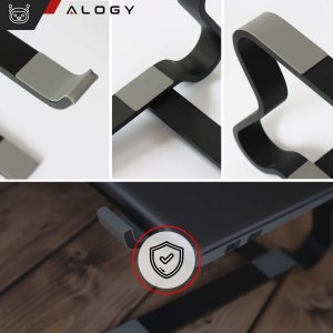 Alogy Uchwyt na laptop Macbook tablet 18" stojak podstawka składany regulowany aluminiowy na biurko 25 x 26cm Alogy Czarny 3