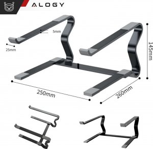 Alogy Uchwyt na laptop Macbook tablet 18" stojak podstawka składany regulowany aluminiowy na biurko 25 x 26cm Alogy Czarny 8