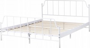 Beliani Łóżko metalowe 160 x 200 cm białe MAURESSAC 4