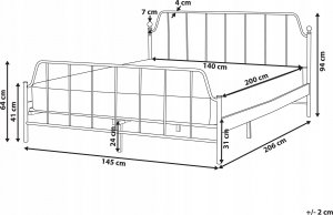 Beliani Łóżko metalowe 140 x 200 cm białe MAURESSAC 3