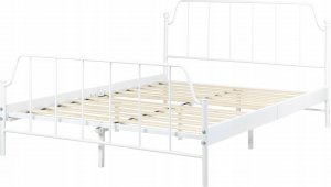 Beliani Łóżko metalowe 140 x 200 cm białe MAURESSAC 4