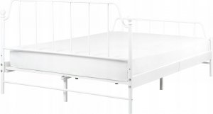 Beliani Łóżko metalowe 140 x 200 cm białe MAURESSAC 6