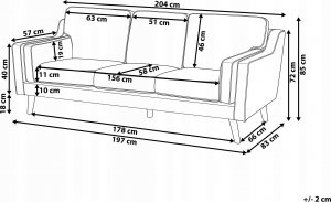 Beliani Sofa 3-osobowa tapicerowana biała LOKKA 3
