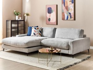 Beliani Narożnik prawostronny jasnoszary MALOY 2