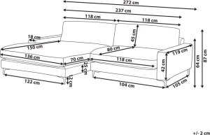 Beliani Narożnik prawostronny jasnoszary MALOY 10