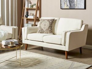 Beliani Sofa 2-osobowa tapicerowana biała LOKKA 2