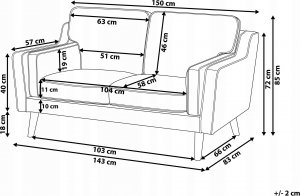 Beliani Sofa 2-osobowa tapicerowana biała LOKKA 3