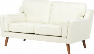 Beliani Sofa 2-osobowa tapicerowana biała LOKKA 4