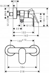 Bateria prysznicowa Hansgrohe Hansgrohe Rebris S Single lever Shower Mixer f.Expo.Instl.chrome 2