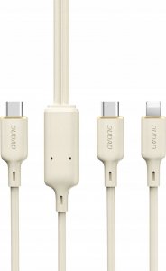 Kabel USB Dudao USB-C - USB-C + Lightning 1.2 m Beżowy (DDA335) 1