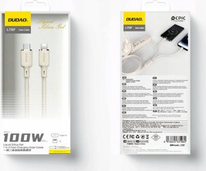 Kabel USB Dudao USB-C - USB-C + Lightning 1.2 m Beżowy (DDA335) 5