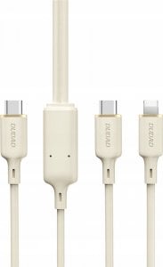 Dudao Kabel 3w1 Dudao L7SE USB-C / USB-C, Lightning, microUSB 66W 1.2m beżowy 1