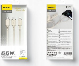 Dudao Kabel 3w1 Dudao L7SE USB-C / USB-C, Lightning, microUSB 66W 1.2m beżowy 8