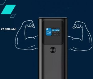 Powerbank Canyon CANYON Powerbank PB-2010 TFT 27000 mAh 97.2Wh PD140W QC 3.0 Szary 3