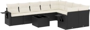 vidaXL 10-częściowy zestaw wypoczynkowy do ogrodu, poduszki czarny rattan PE 2