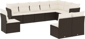 vidaXL 10-częściowy zestaw wypoczynkowy do ogrodu, poduszki czarny rattan PE 2