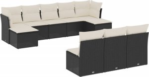 vidaXL 10-częściowy zestaw wypoczynkowy do ogrodu, poduszki czarny rattan PE 2
