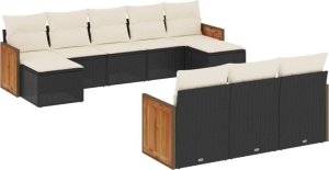 vidaXL 10-częściowy zestaw wypoczynkowy do ogrodu, poduszki czarny rattan PE 2