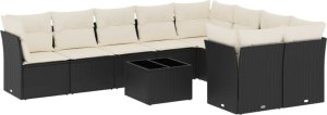vidaXL 10-częściowy zestaw wypoczynkowy do ogrodu, poduszki czarny rattan PE 2