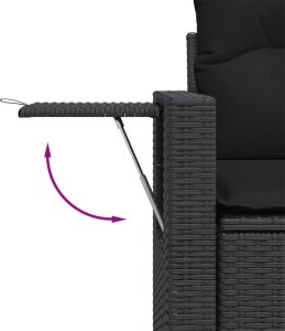 vidaXL 10-częściowy zestaw wypoczynkowy do ogrodu, poduszki czarny rattan PE 8