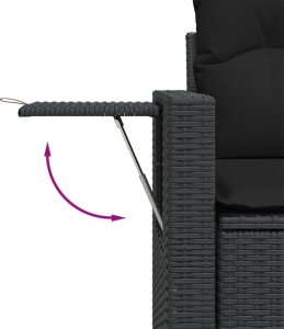 vidaXL 10-częściowy zestaw wypoczynkowy do ogrodu, poduszki czarny rattan PE 6