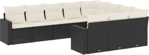 vidaXL 10-częściowy zestaw wypoczynkowy do ogrodu, poduszki czarny rattan PE 2