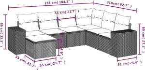 vidaXL 7-częściowy zestaw wypoczynkowy do ogrodu, z poduszkami, beżowy 8