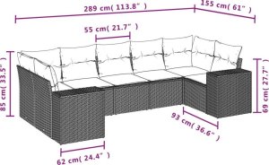 vidaXL 7-częściowy zestaw wypoczynkowy do ogrodu, z poduszkami, beżowy 7