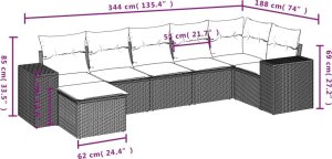 vidaXL 7-częściowy zestaw wypoczynkowy do ogrodu, z poduszkami, beżowy 8