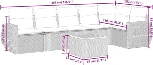 vidaXL 7-częściowy zestaw wypoczynkowy do ogrodu, z poduszkami, beżowy 8