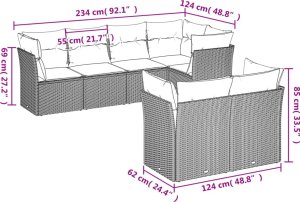 vidaXL 7-częściowy zestaw wypoczynkowy do ogrodu, z poduszkami, brązowy 6