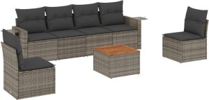vidaXL 7-częściowy zestaw wypoczynkowy do ogrodu, z poduszkami, szary 2