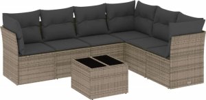 vidaXL 7-częściowy zestaw wypoczynkowy do ogrodu, z poduszkami, szary 2