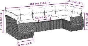 vidaXL 7-częściowy zestaw wypoczynkowy do ogrodu, z poduszkami, szary 7