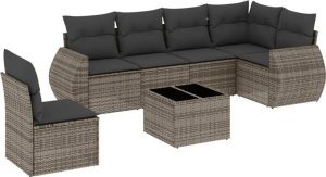 vidaXL 7-częściowy zestaw wypoczynkowy do ogrodu, z poduszkami, szary 2