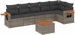 vidaXL 7-częściowy zestaw wypoczynkowy do ogrodu, z poduszkami, szary 2