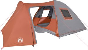 Namiot turystyczny vidaXL Namiot, 6-os., szaro-pomarańczowy, 466x342x200 cm, tafta 185T 4