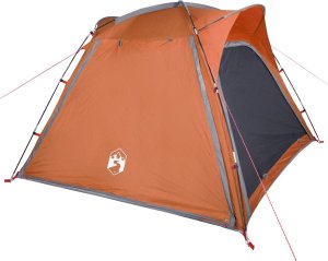 Namiot turystyczny vidaXL Namiot, 4-os., szaro-pomarańczowy, 240x221x160 cm, tafta 185T 6