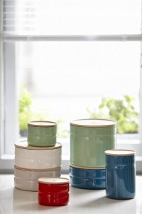 Riess RIESS - Pojemnik kuchenny z drewnianą pokrywą 1,3l Silent Blue 5